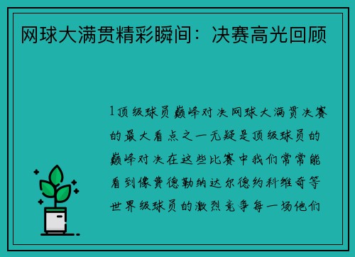 网球大满贯精彩瞬间：决赛高光回顾